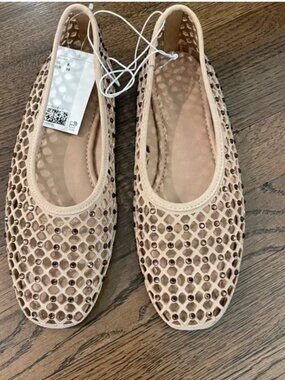 H&M Beige Laser-Cut Ballet Flats - NWT
